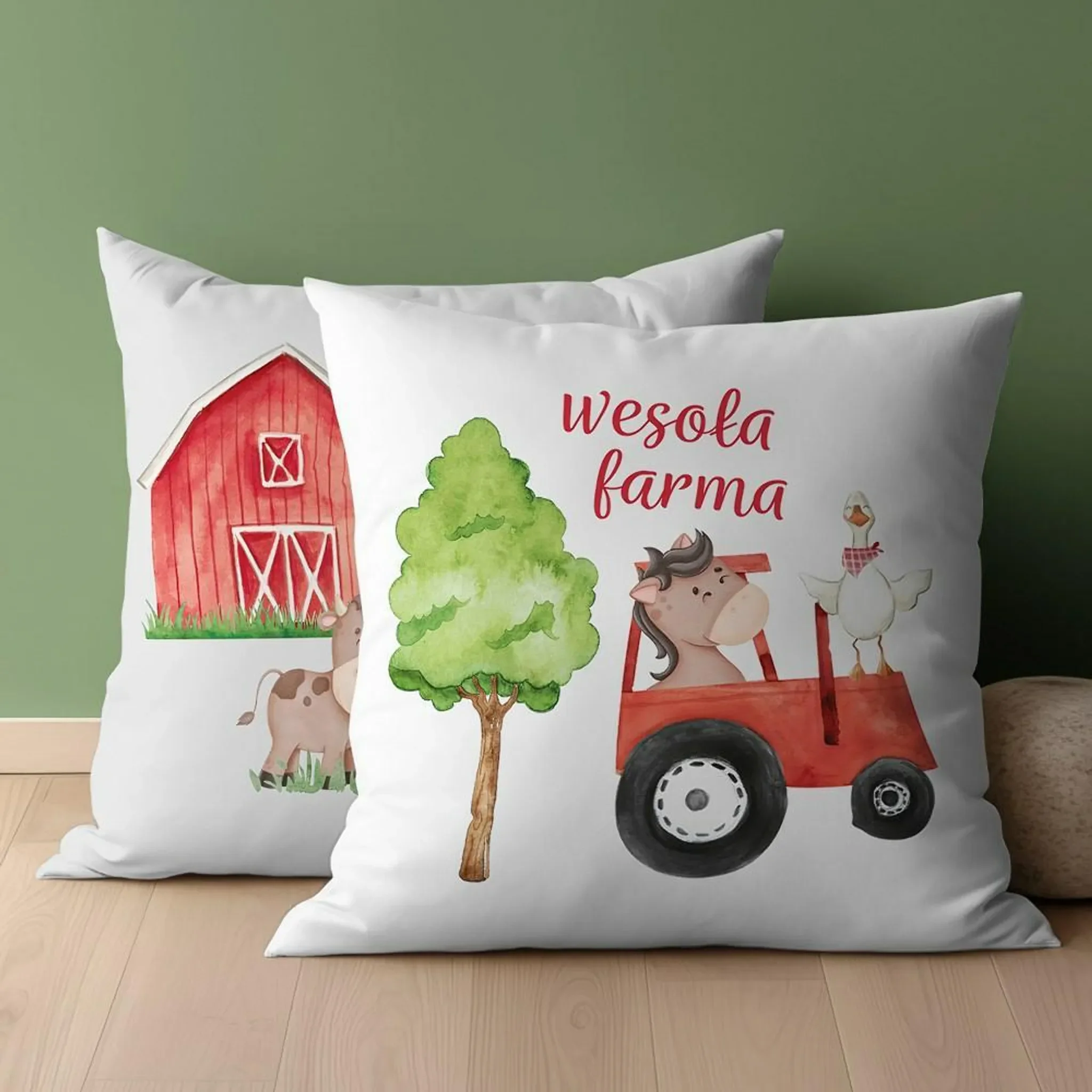 Baby Kissenbezug 40×40 – Traktor Happy Farm, Baumwolle